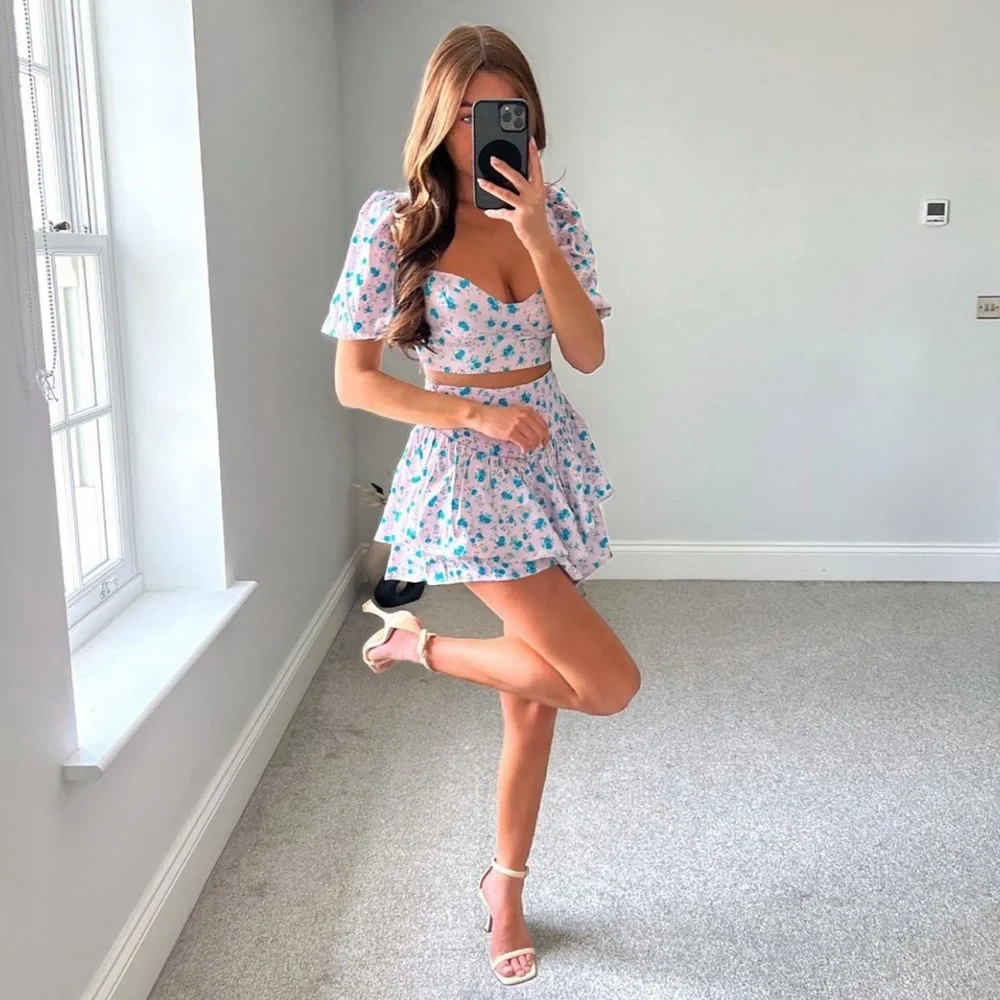 Zara Floral Print Satin Effect Corset Top - Picture 10 of 14